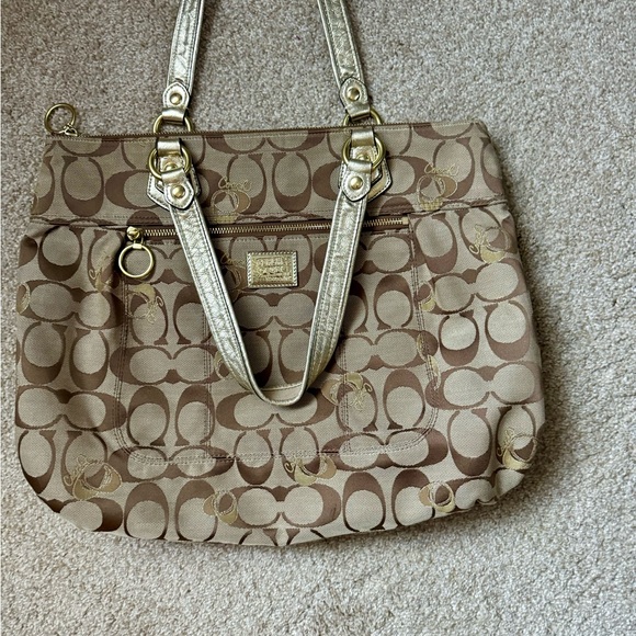 Coach Poppy metallic signature satchel handbag - Picture 3 of 9